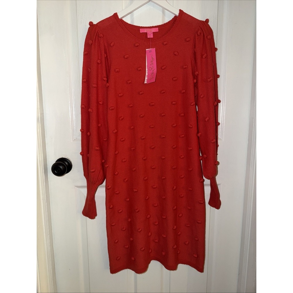 New Lilly Pulitzer Ruby Red Kippa Sweaterâ Dress Sz M